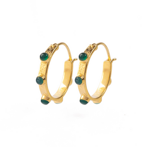 
                  
                    Load image into Gallery viewer, Heart Chakra Earrings - Green Onyx
                  
                